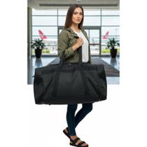 2x Sacola Viagem Extra Grande GG Dobrável Preta Polyester Re 2x Sacola Viagem Extra Grande GG Dobrável Preta Polyester Re