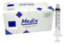 2X Seringa Hipodérmica 5Ml S/Agulha Luer Lock 100 Un. Medix