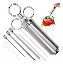 2X Seringa Injetora De Temperos Molhos Agulha Inox Carne Fra