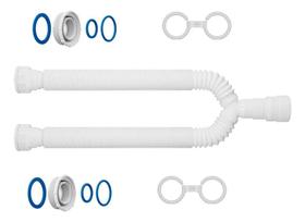 2X Sifão Duplo Universal Longo 1,1 Mts Branco Tanque Pia Lav 2X Sifão Duplo Universal Longo 1,1 Mts Branco Tanque Pia Lav