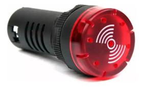 2X Sinaleiro Vermelho Bip Buzzer Sonoro 22Mm Monobloco Coman