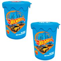 2x slime metalizado 180g - hot wheels - doce brinquedo