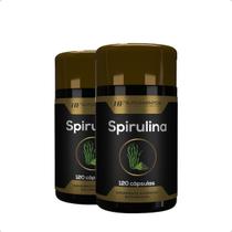 2x spirulina 120 cápsulas hf suplementos