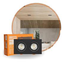 2X Spot Easy Led 10W Preto Duplo Plano Embutir Quadrado 6500