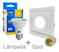 2X Spot Embutido Recuado Par20 Branco + Lâmpada Led Par20 7W
