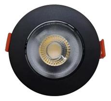 2X Spot Preto Redondo 7W Smd Led Direcionável Embutir 110/22