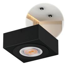 2X Spot Slim Sobrepor Preto Led 7W Quente Em Alumínio Teto B