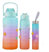 2X Squeeze 3 Garrafa Água Academia 2000 900 E 300Ml Conjunto