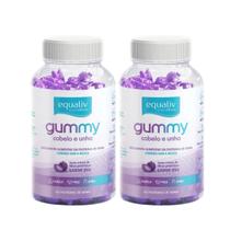 2x Super Gummy Equaliv Cabelo e Unhas 60 Gomas Sabor Uva