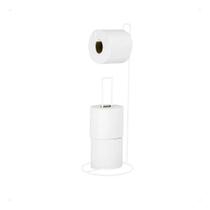 2X Suporte De Chão Porta Rolo Papel Higiênico Banheiro Aço P