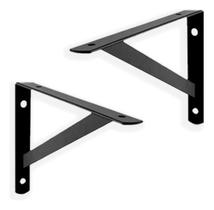 2x Suporte Mão Francesa Forte P/ Prateleira 50cm - Preto