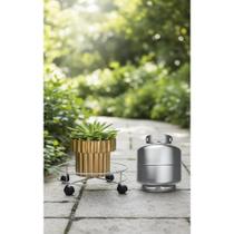 2x Suporte Móvel Botijão Gás 13kg + Vasos Flores Resistente