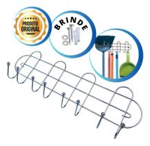 2X Suporte Porta Vassoura Parede Com 8 Ganchos 2X Suporte Porta Vassoura Parede Com 8 Ganchos