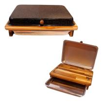 2X Tábua De Churrasco Corte Carne Com Tampa Bandeja Preta 39 2X Tábua De Churrasco Corte Carne Com Tampa Bandeja Preta 39