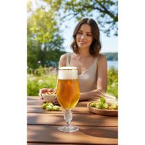 2x Taça Cerveja Cristal Brasão Relevo 360ml Elegante