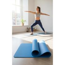 2x Tapete Yoga 10mm Premium 185x80cm Azul - Conforto e Aderê 2x Tapete Yoga 10mm Premium 185x80cm Azul - Conforto e Aderê