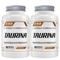 2x Taurina 100% Pura 90 Cápsulas 1600mg Dose - Flora Nativa do Brasil