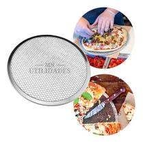 2X Tela Pizza Redonda Assar Rápido 35Cm Alumínio Resistente