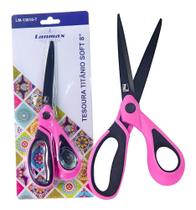 2X Tesoura Rosa Titânio Soft 8 Lanmax - Não Perde O Corte R