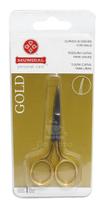 2X Tesoura Tesourinha Ponta Curva Gold Unhas Cílios Sobrance