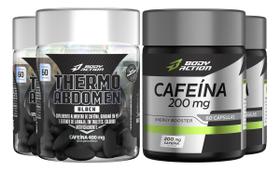 2x Thermo Abdomen Black 60 Comp + 2x Cafeína 200mg Bodyaction