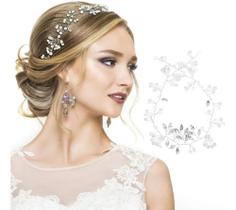 2X Tiara Arranjo Cabelo Noiva Pérola Fio Strass Cristal Prat