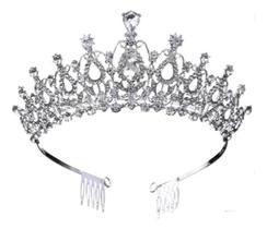 2X Tiara Coroa Noiva Miss Debutante Dama Festa Com Pente