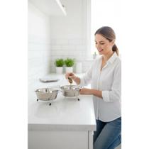 2x Tigela Dupla Pet Cães Gatos Aço Inox Higiênica Confortáve 2x Tigela Dupla Pet Cães Gatos Aço Inox Higiênica Confortáve