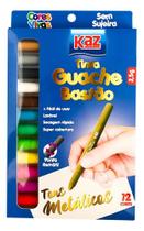 2X Tinta Bastão Guache 12 Cores Escolar - 2 Tons Diferentes