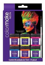 2X Tinta Facial Neon Fluorescente Liquida Com 6 Cores + Pinc 2X Tinta Facial Neon Fluorescente Liquida Com 6 Cores + Pinc