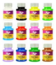 2X Tinta Para Tecido Fosca 12 Cores Escolar Arte Dac 37Ml