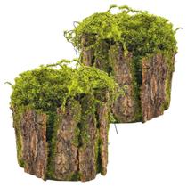 2x Toco Decorativo Madeira e Musgo Artificial (18cm) SMO 2x Toco Decorativo Madeira e Musgo Artificial (18cm) SMO