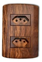 2X Tomada Dupla 10A Rústico Imbuia Estilo Madeira Fosco Pluz 2X Tomada Dupla 10A Rústico Imbuia Estilo Madeira Fosco Pluz