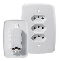 2X Tomada Tripla 10A Monobloco Linha Fácil Ideale Pluzie Cor 2X Tomada Tripla 10A Monobloco Linha Fácil Ideale Pluzie Cor