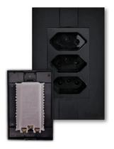2X Tomada Tripla 20A Monobloco Modular Preto Fosco Fácil Plu 2X Tomada Tripla 20A Monobloco Modular Preto Fosco Fácil Plu