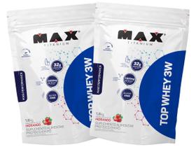 2x Top Whey 1,8kg Morango - Concentrado, Isolado & Hidrolisado - Max Titanium