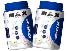 2x Top Whey Protein 3W 900g - Baunilha - Max Titanium