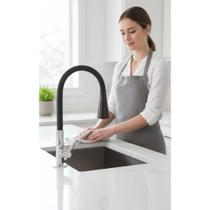 2x Torneira Cozinha Gourmet Flexível Luxo 1/4 Volta Preta