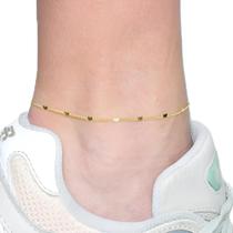 2X Tornozeleira Feminina Dourada Delicada Banhada A Ouro 18K 2X Tornozeleira Feminina Dourada Delicada Banhada A Ouro 18K