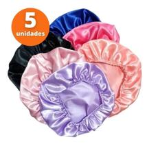 2X Touca De Cetim Antifrizz Kit 5Un Coloridas