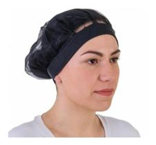 2X Touca Organza Cozinha Restaurante Preta - Prevemax C/5 Un