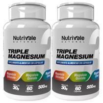 2x Triple Magnesium - Malato de Magnesio + Quelato + Citrato 60 Cápsulas 500mg - Nutrivale