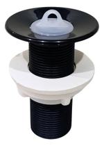 2X Válvula Banheiro Pia Ralo Lavatório Cuba Abs Preta