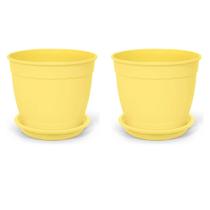 2X Vaso Aquarela com Prato 2,5 (1L) Amarelo NUTRIPLAN