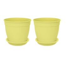2X Vaso Aquarela com Prato 4,5 (3,5L)Amarelo Claro NUTRIPLAN
