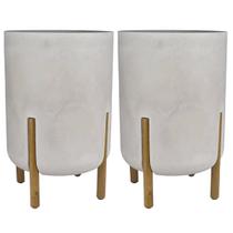 2X Vaso Cilíndrico Decore 34 (28L) Cor Cimento Queimado JAPI