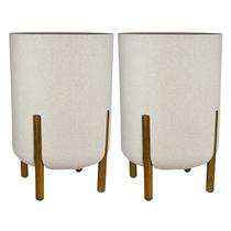 2X Vaso Cilíndrico Decore 34 (28L) Cor Off-White JAPI
