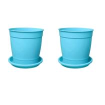 2X Vaso com Prato Aquarela 3,5 (1,7L) Azul NUTRIPLAN