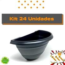 2X Vaso Meia Lua Preto Jardim Vertical 1 L Kit 24 Peças Prom