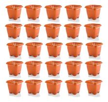 2X Vaso Para Cacto Quadrado Pequeno Marrom Cerâmico 800Ml 15